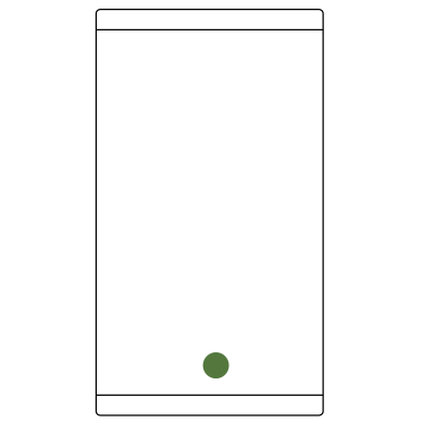 A line drawing of a towel with a green dot indicatiing monogram placement centered on one end.