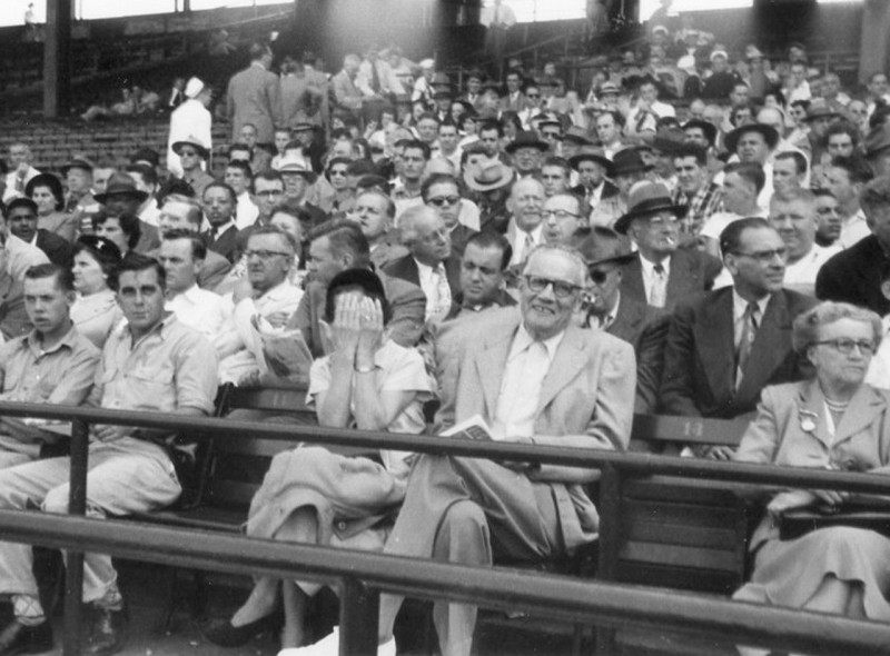 Leon Leonwood Bean pictured in his seat at a Boston Red Sox game at Fenway Park